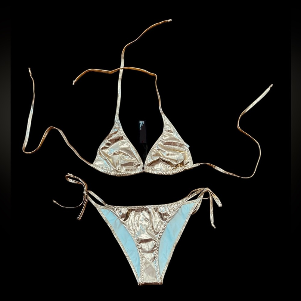 LISA MARIE FERNANDEZ****Rose Gold String Bikini Set***Size 3; Large***$398 NWT